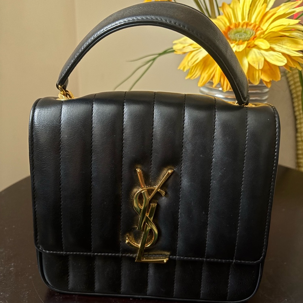 Yves Saint Laurent Black Mini Bag with Gold Logo